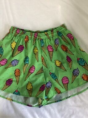 Green Ice Cream Print Athletic Shorts for Women